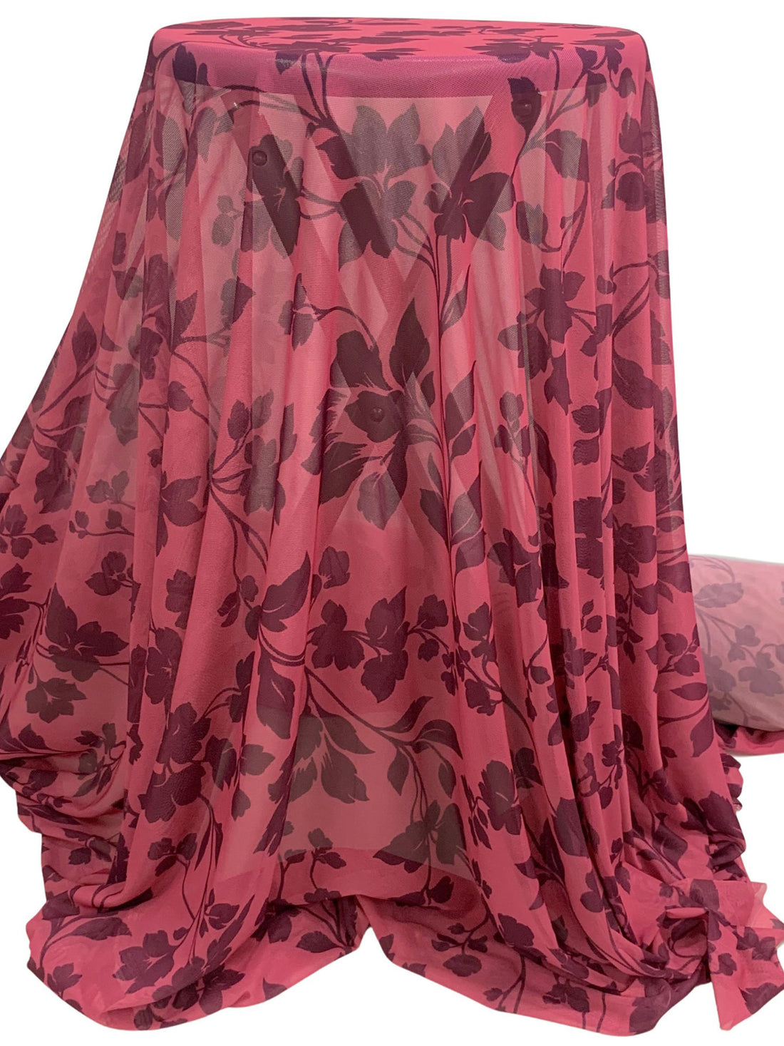 Candy Drop Pink/Antique Rouge Nylon/Lycra Floral Print Mesh Knit 59W