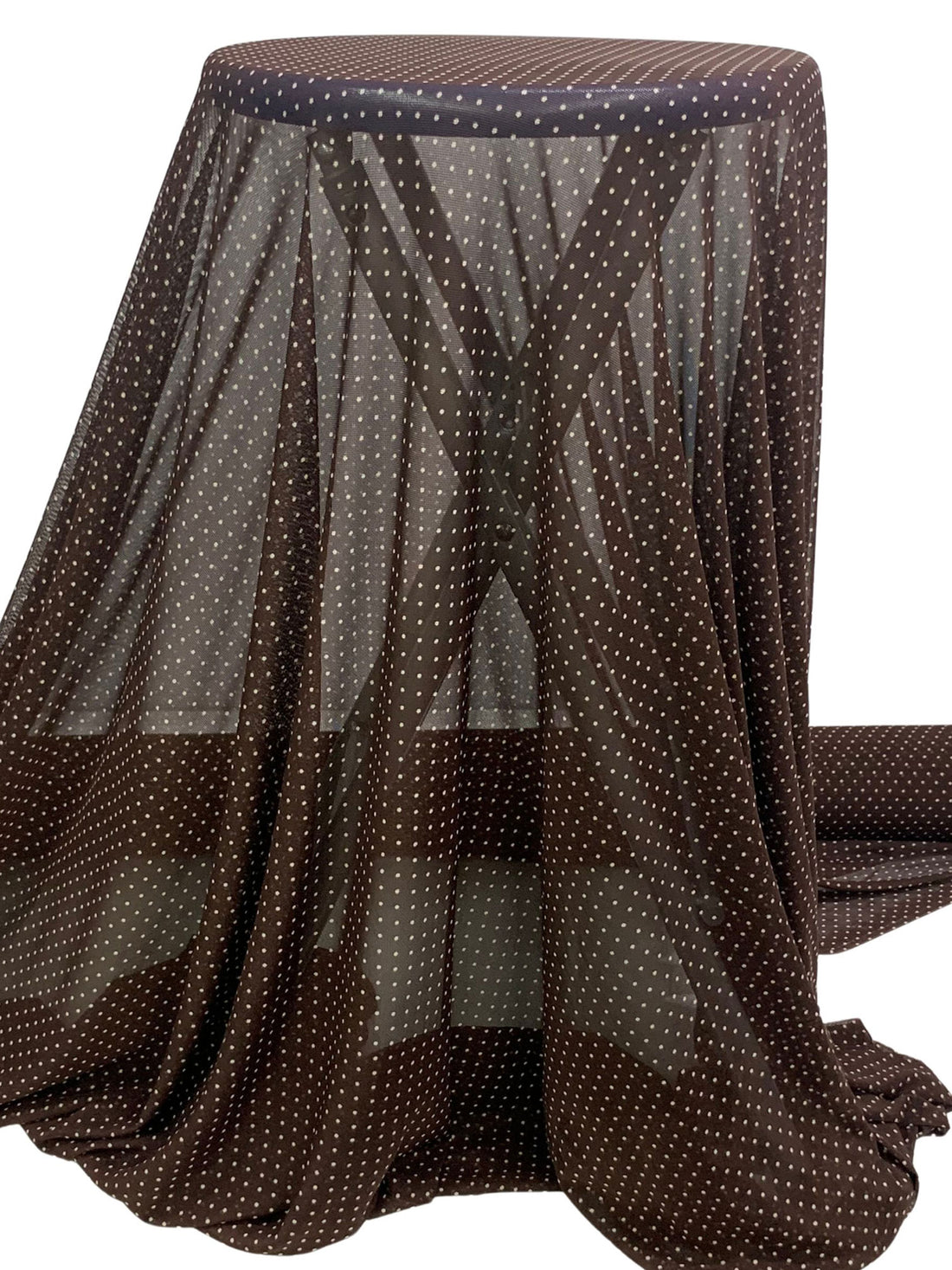 Walnut/Cream Nylon/Lycra Mini Polka Dot Print Mesh Knit 54W