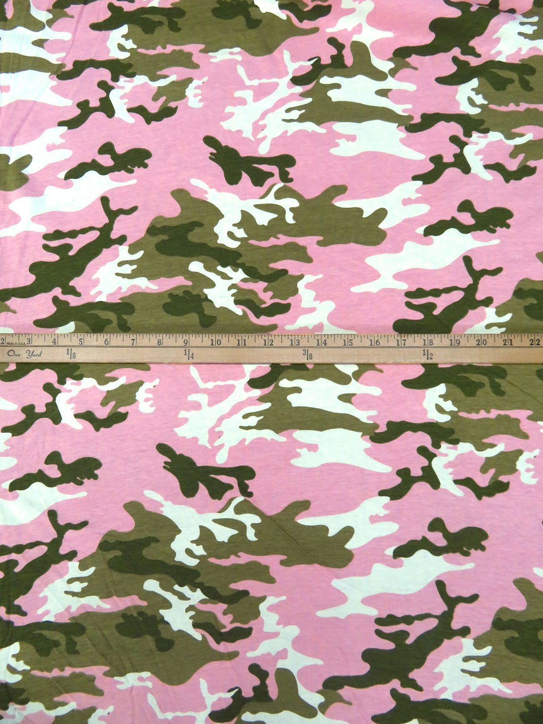 Light Pink/White/Army Green/Multi Cotton/Lycra Camouflage Print Jersey Knit 59W
