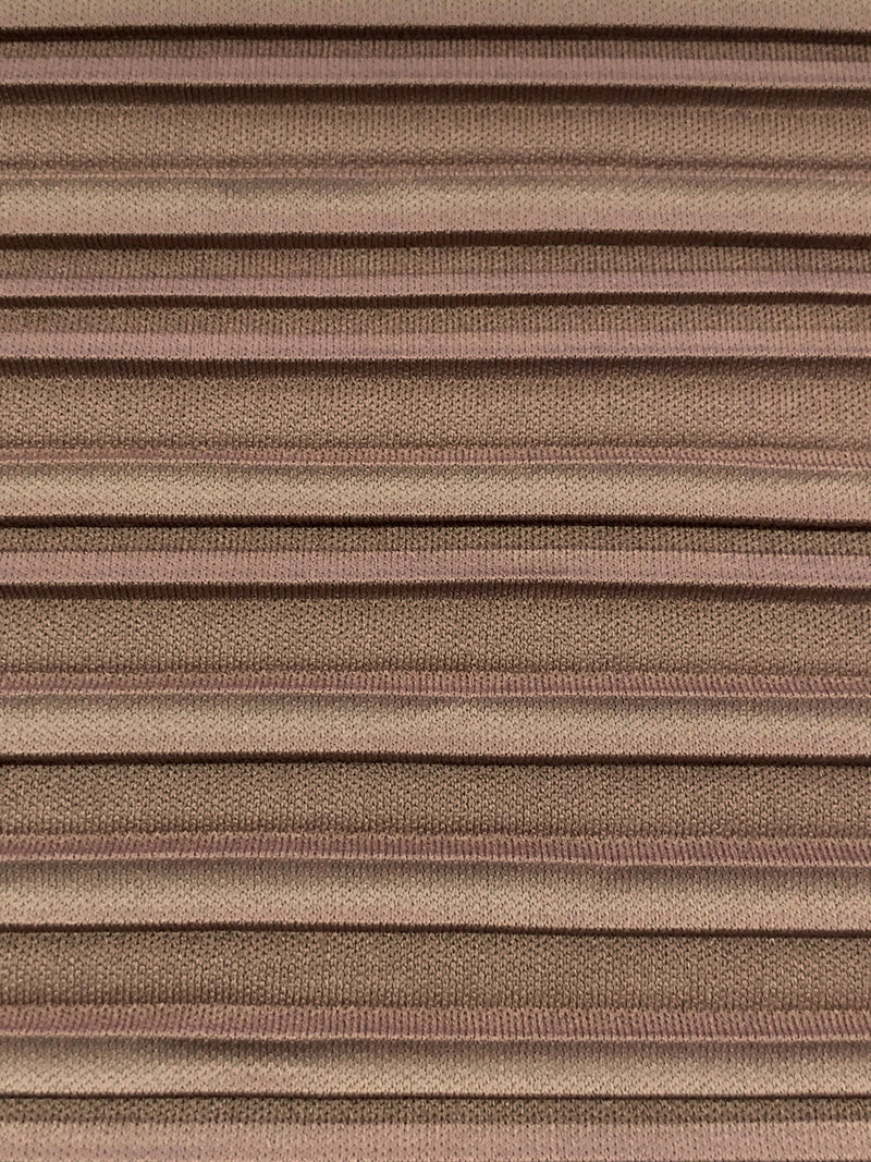 Cocoa Nutmeg Brown Polyester/Lycra Pleated Knit - NY Designer - 60W