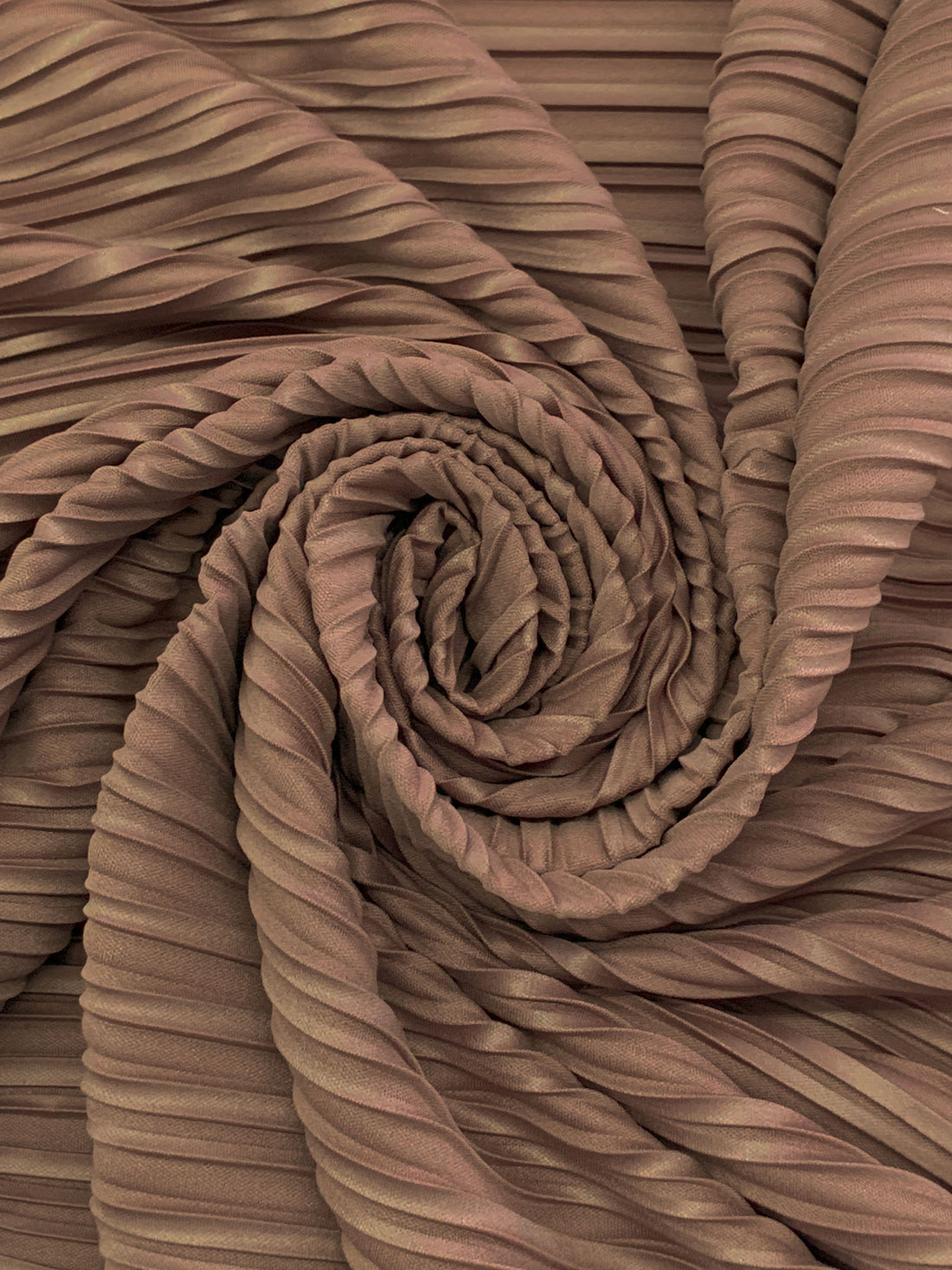 Cocoa Nutmeg Brown Polyester/Lycra Pleated Knit - NY Designer - 60W