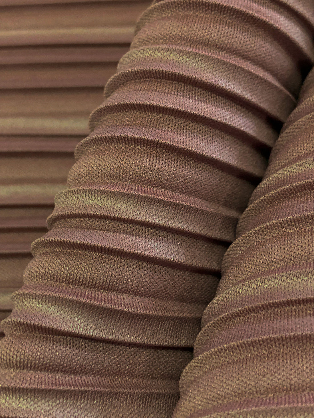 Cocoa Nutmeg Brown Polyester/Lycra Pleated Knit - NY Designer - 60W