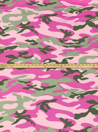 Laurel Green/Mulberry Pink/Multi Nylon/Lycra Camouflage Print Swim/Activewear Knit 60W