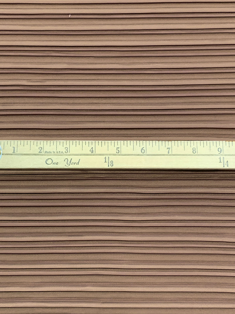 Cocoa Nutmeg Brown Polyester/Lycra Pleated Knit - NY Designer - 60W