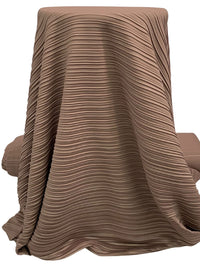Cocoa Nutmeg Brown Polyester/Lycra Pleated Knit - NY Designer - 60W