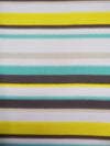 Lemon/White/Mint/Multi Rayon/Lycra Horizontal Stripe Print Jersey Knit 57W