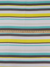 Lemon/White/Mint/Multi Rayon/Lycra Horizontal Stripe Print Jersey Knit 57W