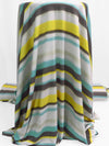 Lemon/White/Mint/Multi Rayon/Lycra Horizontal Stripe Print Jersey Knit 57W