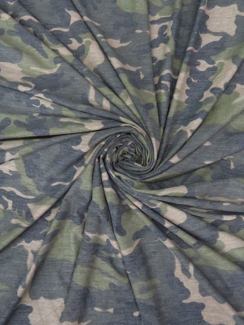 Outer Space Gray/Moss Green/Grullo/Multi Polyester/Rayon/Lycra Camouflage Print French Terry Knit 59W