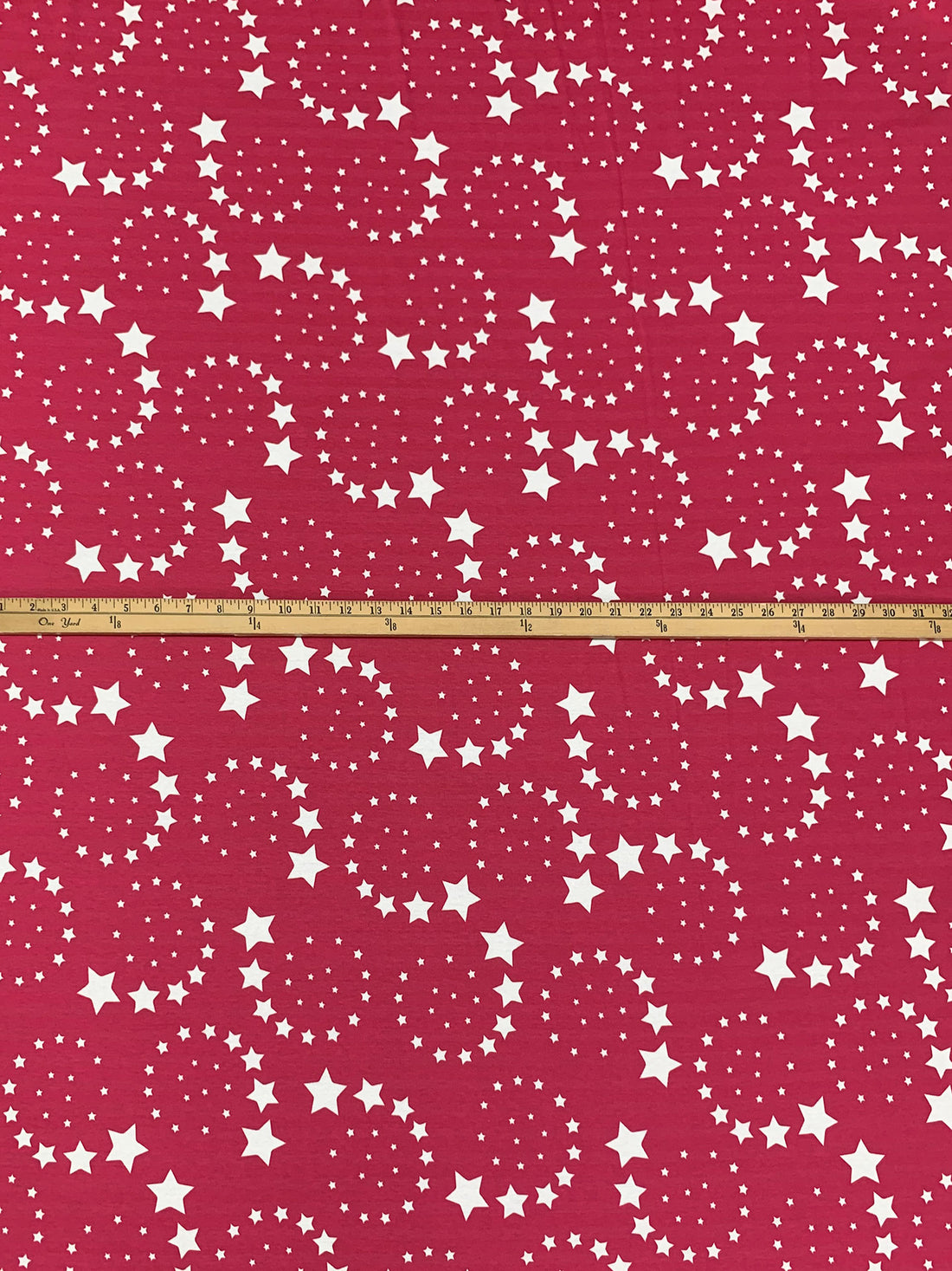Deep Raspberry Pink/White 100% Cotton Star Swirl Print Interlock Knit 57W