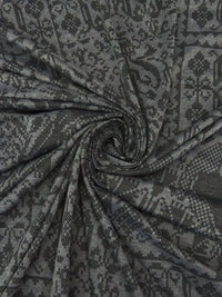 Iron Gray/Black 100% Polyester Novelty Folk Crosshatch Weave Double Knit 56W