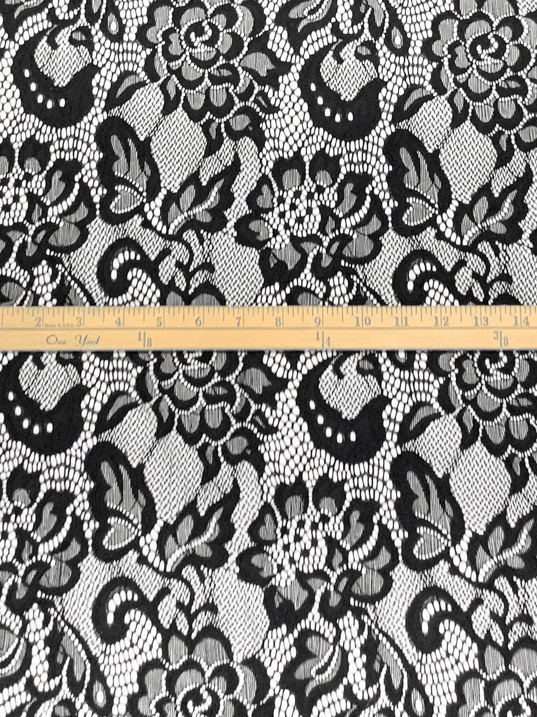 Black Nylon/Lycra Floral Stretch Lace 56W