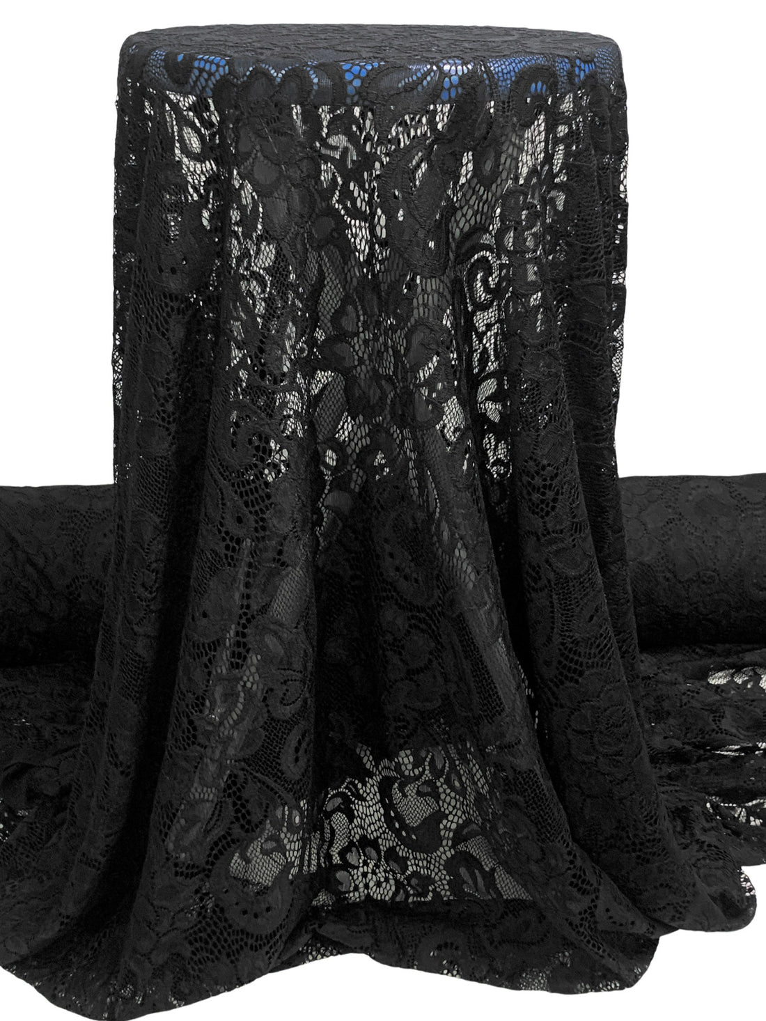 Black Nylon/Lycra Floral Stretch Lace 56W