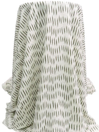 Off-White/Army Green Rayon/Linen Abstract Dash Print Shirt Weight Woven 53W