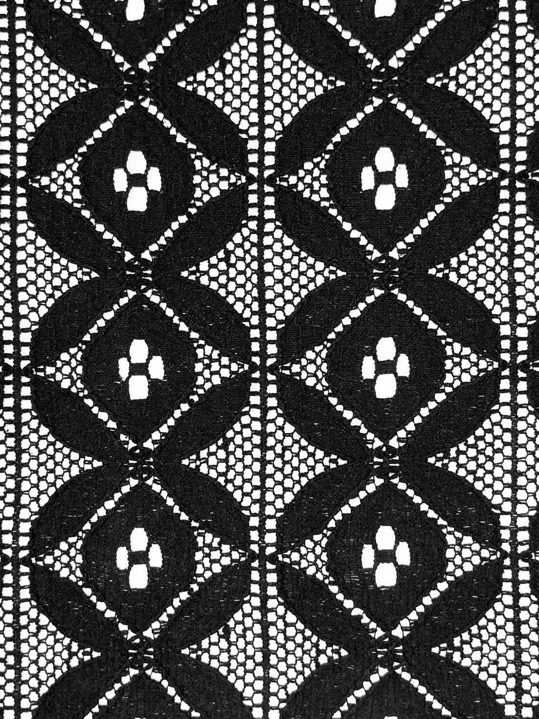 Black Cotton/Nylon Vertical Medallion Lace 56W