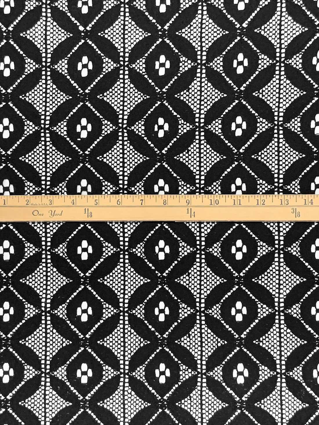 Black Cotton/Nylon Vertical Medallion Lace 56W