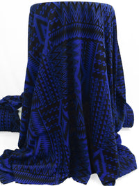 Cobalt Blue/Black Polyester/Lycra Geometric Weave Ponte Knit 59W