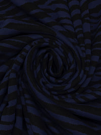 Prussian Blue/Black 100% Polyester Animal Weave Jacquard Double Knit 58W