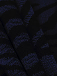 Prussian Blue/Black 100% Polyester Animal Weave Jacquard Double Knit 58W