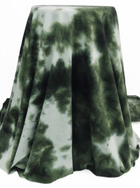 Dark Forest Green/Snow White/Hunter Green Polyester/Rayon/Lycra Tie-Dye French Terry Knit 58W