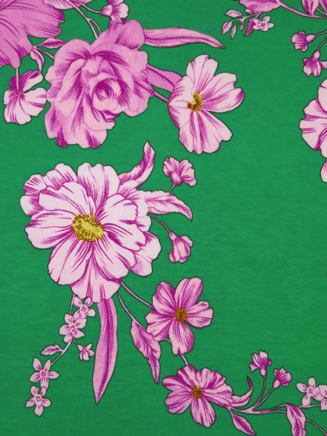 Lotion Pink/North Texas Green/Fandango/Multi Rayon/Lycra Large Floral Print Jersey Knit - NY Designer - 62W