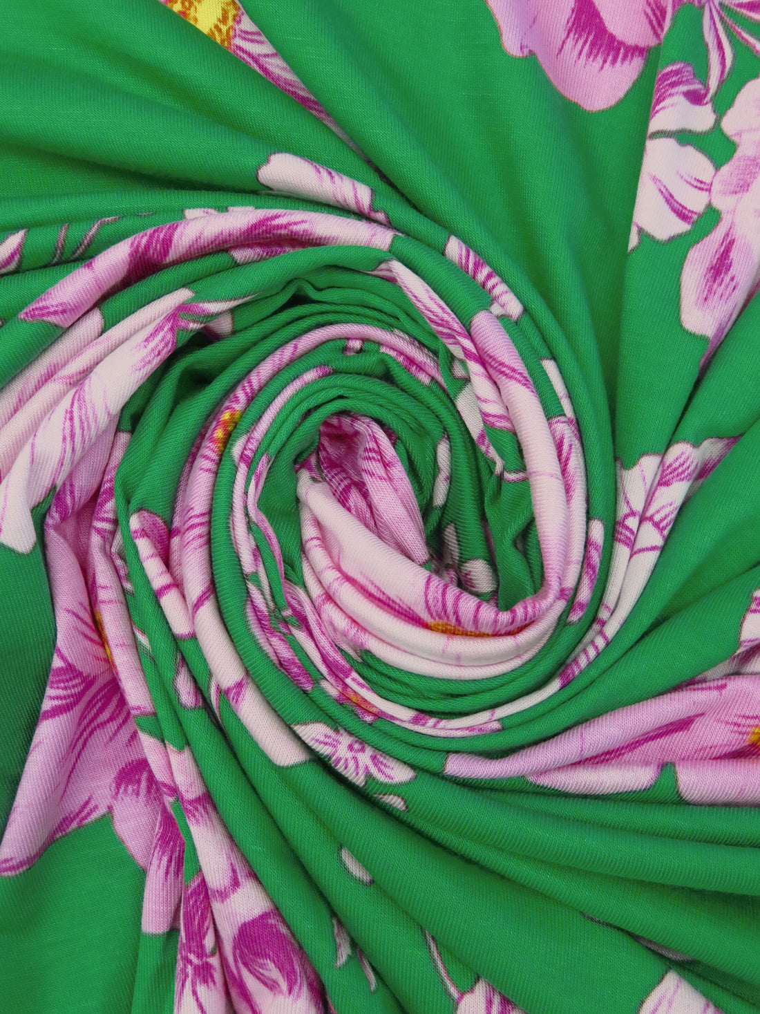 Lotion Pink/North Texas Green/Fandango/Multi Rayon/Lycra Large Floral Print Jersey Knit - NY Designer - 62W