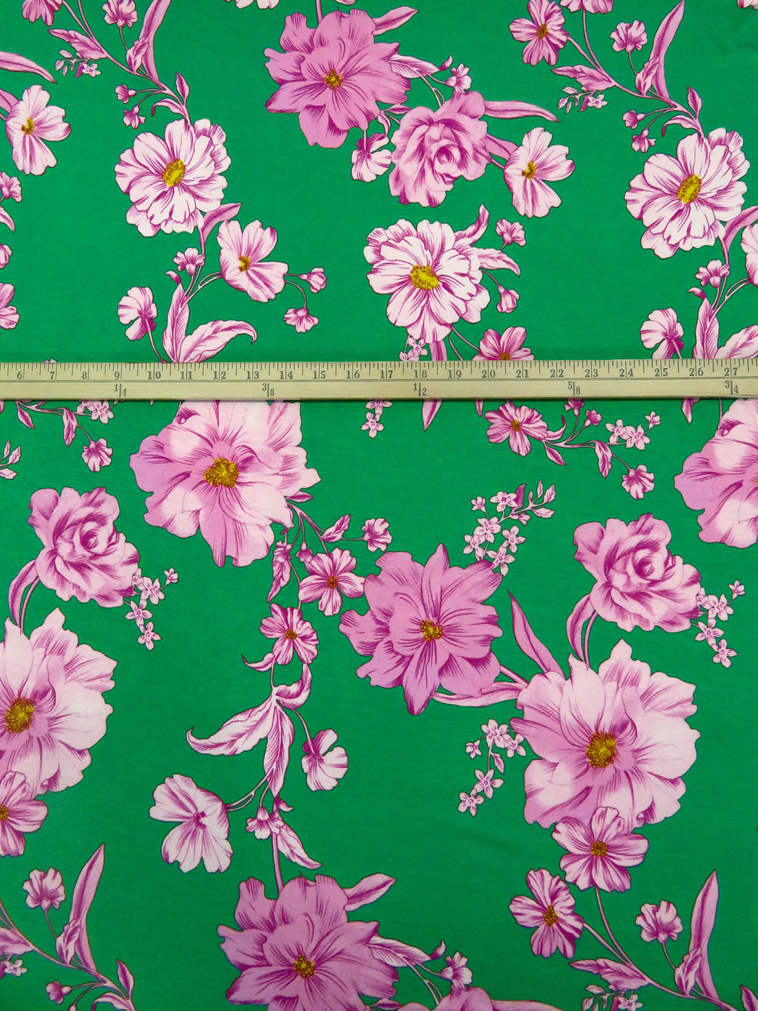 Lotion Pink/North Texas Green/Fandango/Multi Rayon/Lycra Large Floral Print Jersey Knit - NY Designer - 62W