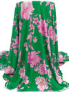 Lotion Pink/North Texas Green/Fandango/Multi Rayon/Lycra Large Floral Print Jersey Knit - NY Designer - 62W