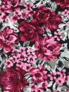 Dark Cerise/Light Gray/Black/Multi Rayon/Lycra Floral Print Jersey Knit - NY Designer - 62W