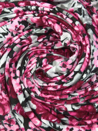Dark Cerise/Light Gray/Black/Multi Rayon/Lycra Floral Print Jersey Knit - NY Designer - 62W