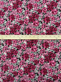 Dark Cerise/Light Gray/Black/Multi Rayon/Lycra Floral Print Jersey Knit - NY Designer - 62W