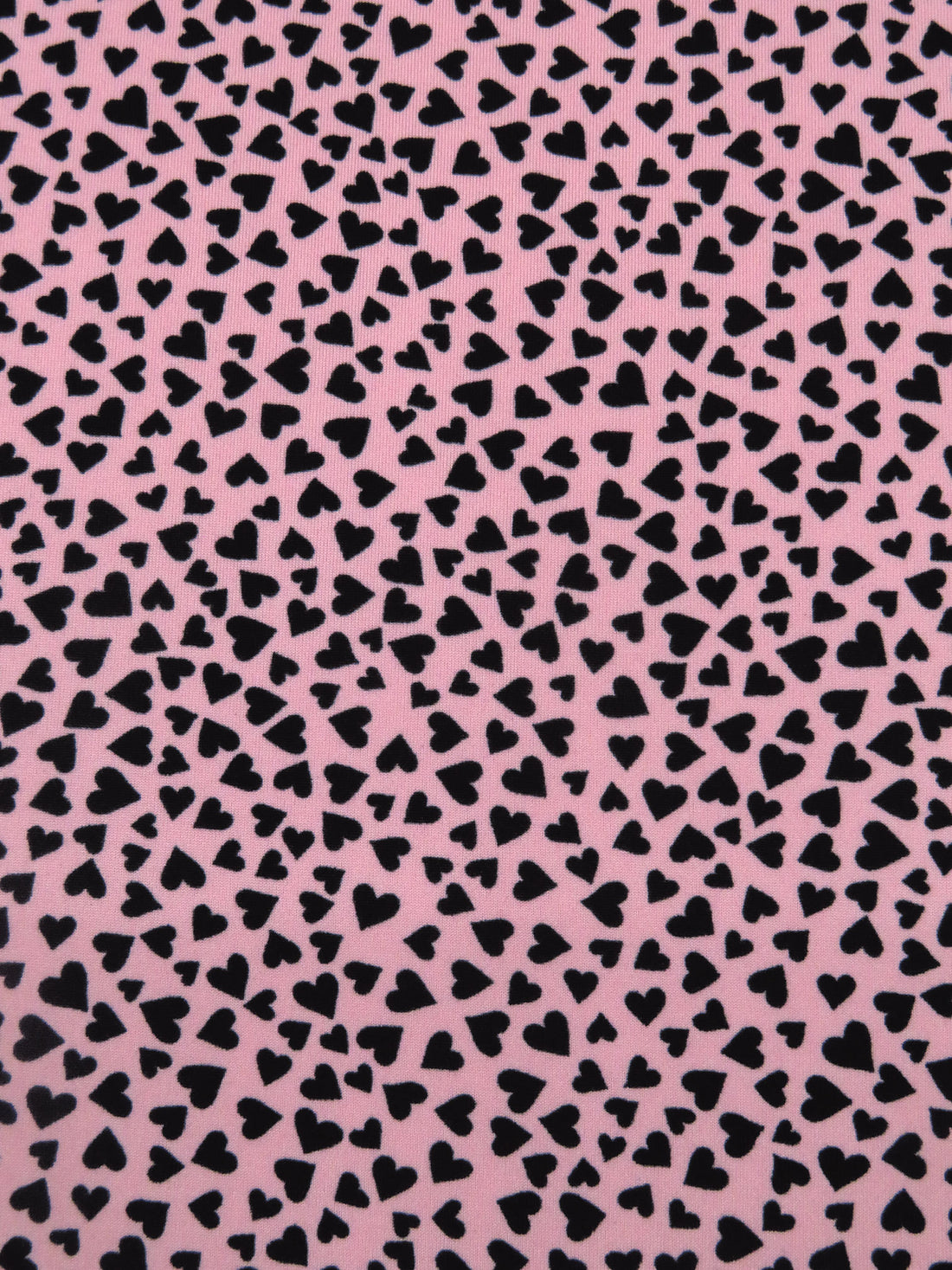 Soft Pink/Black Polyester/Lycra Small Hearts Print Double Brushed Knit - NY Designer - 65W