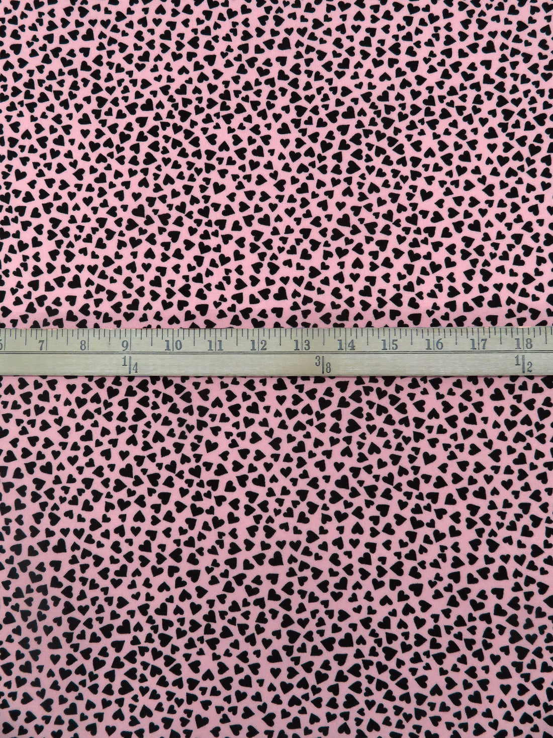 Soft Pink/Black Polyester/Lycra Small Hearts Print Double Brushed Knit - NY Designer - 65W