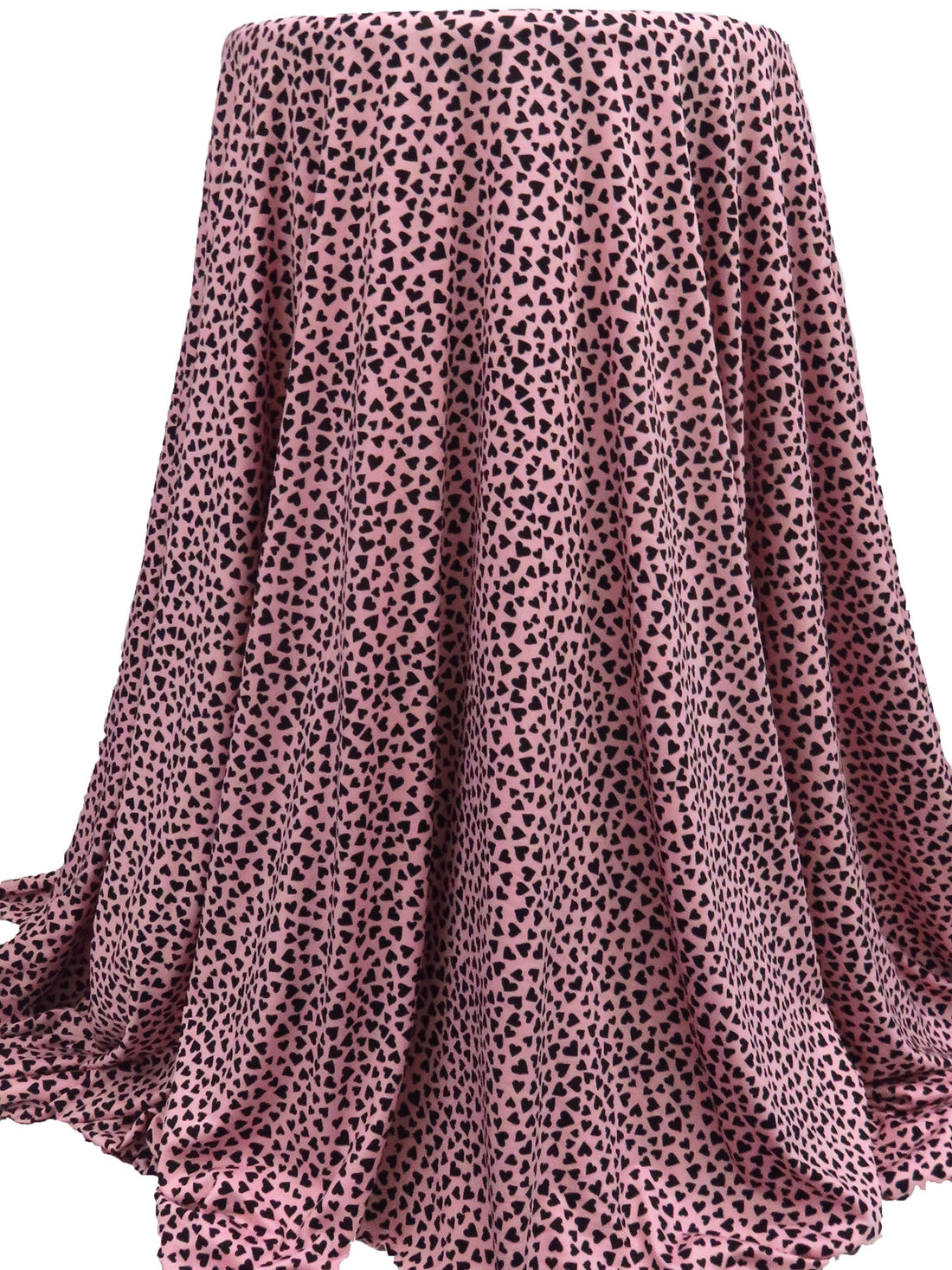 Soft Pink/Black Polyester/Lycra Small Hearts Print Double Brushed Knit - NY Designer - 65W