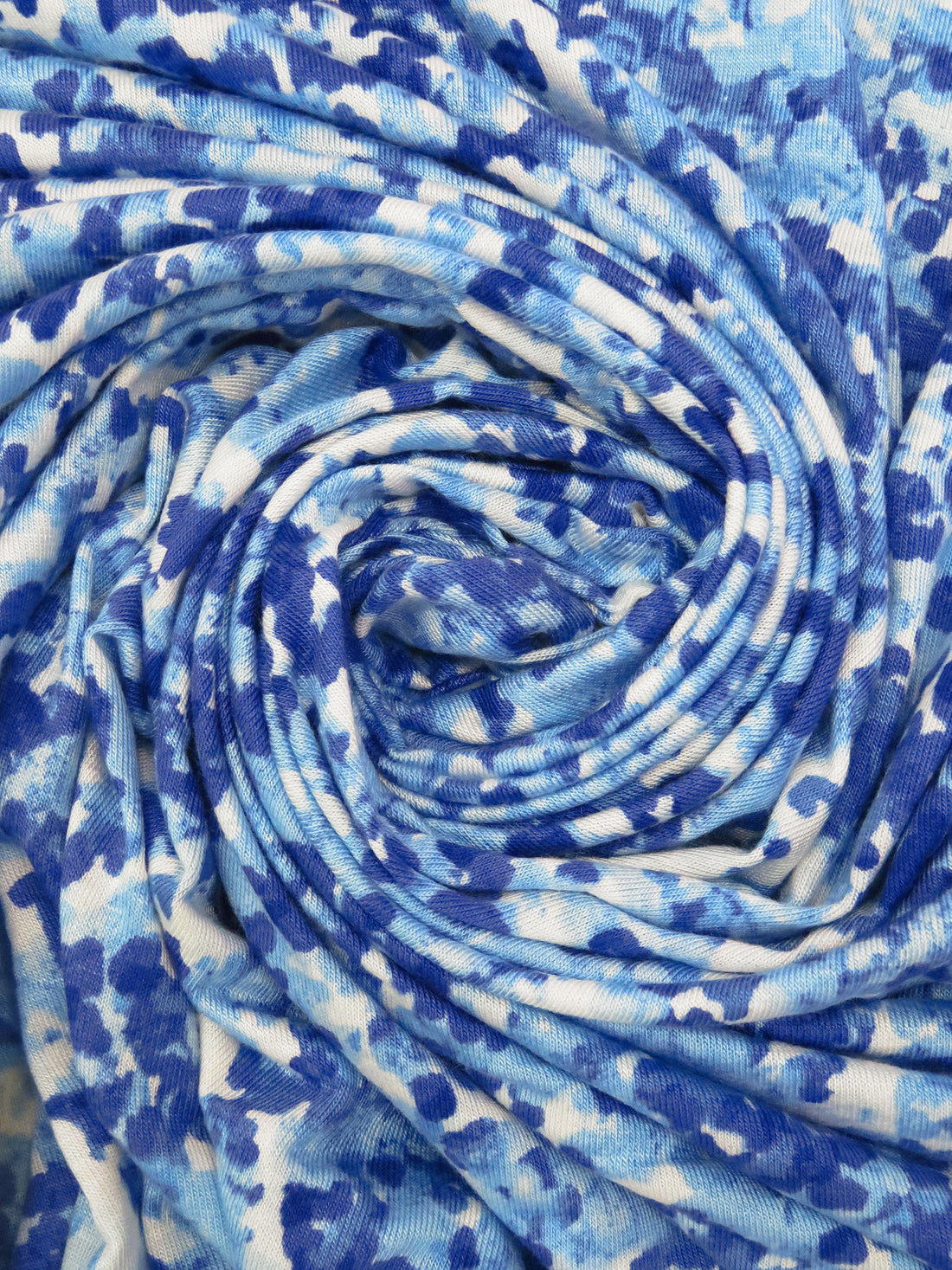 Dark Cornflower/White/Baby Blue Rayon/Lycra Abstract Print Jersey Knit - NY Designer - 64W