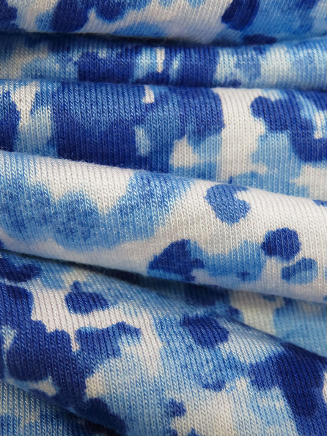 Dark Cornflower/White/Baby Blue Rayon/Lycra Abstract Print Jersey Knit - NY Designer - 64W