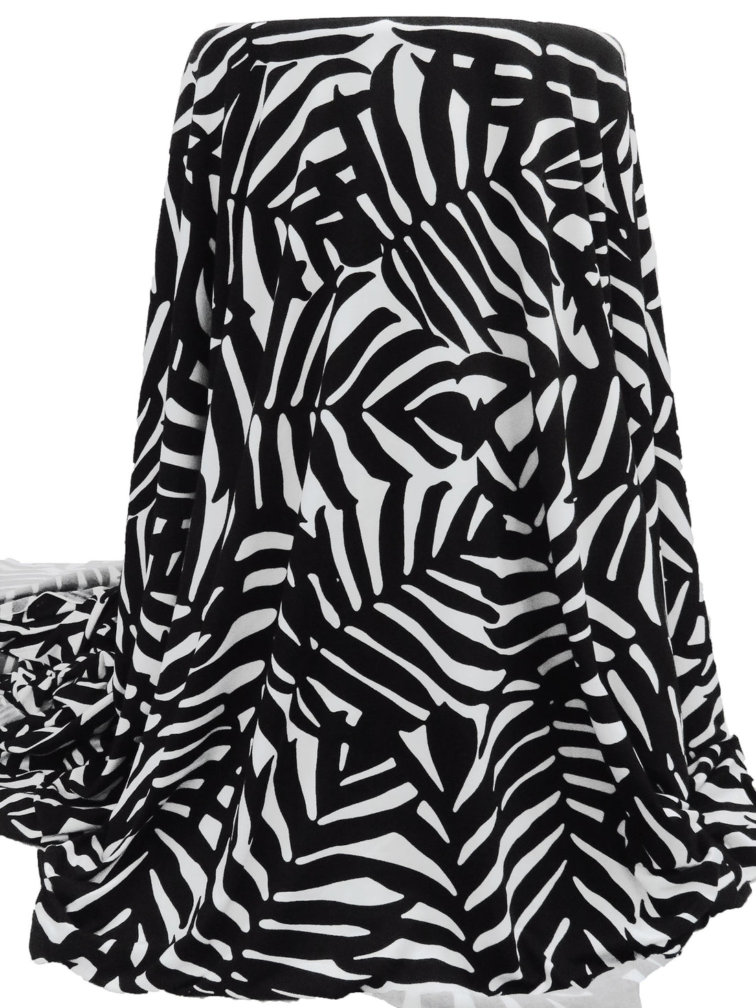 Black/White Polyester/Lycra Leaf Silhouette Print Double Brushed Knit - NY Designer - 64W