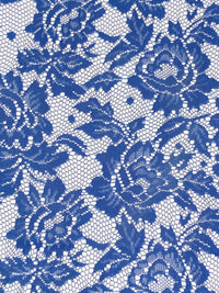 Cobalt Blue 100% Polyester Floral Design Lace - NY Designer - 52W