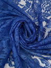 Cobalt Blue 100% Polyester Floral Design Lace - NY Designer - 52W