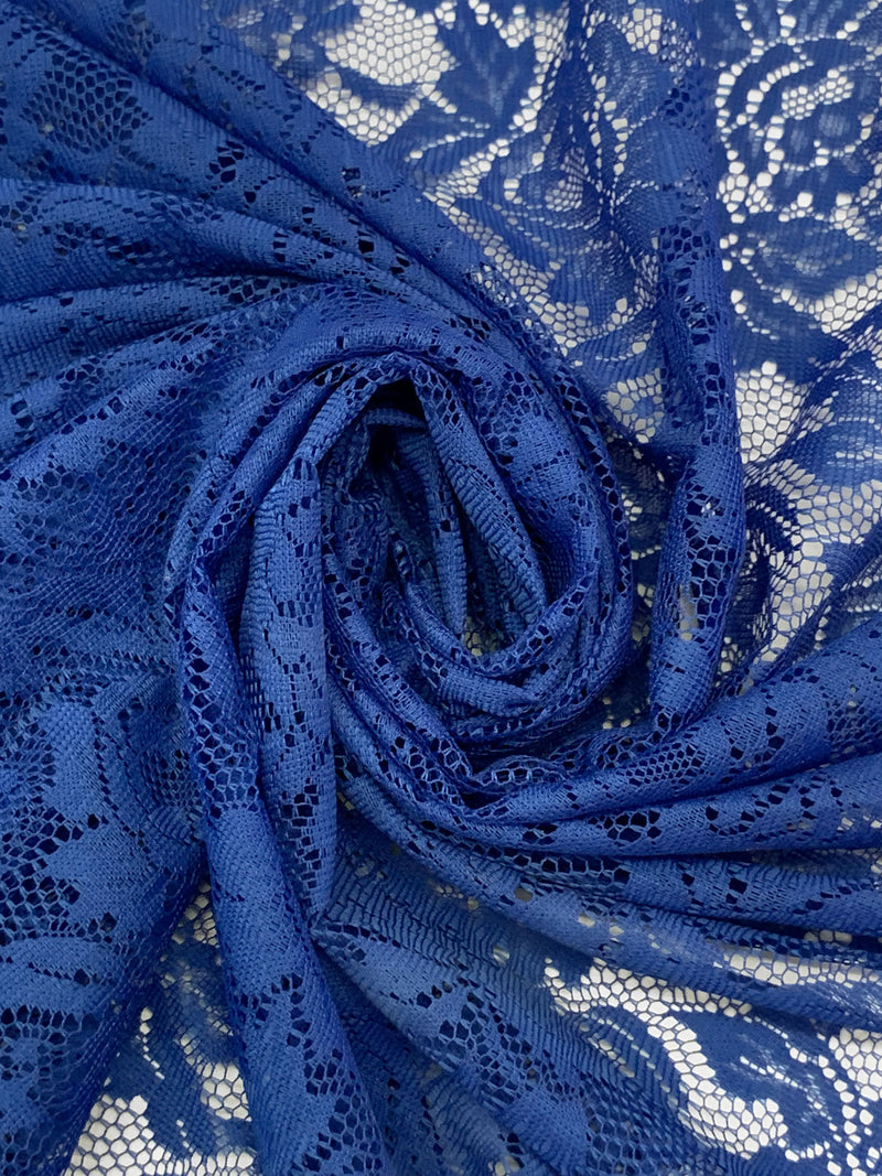 Cobalt Blue 100% Polyester Floral Design Lace - NY Designer - 52W