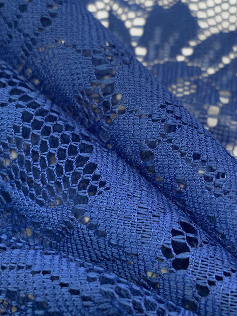 Cobalt Blue 100% Polyester Floral Design Lace - NY Designer - 52W