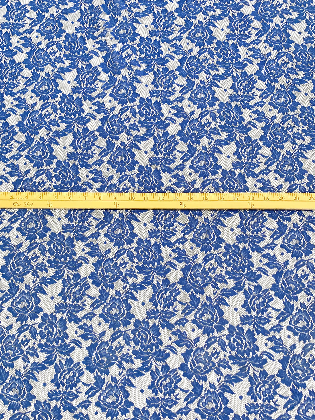Cobalt Blue 100% Polyester Floral Design Lace - NY Designer - 52W