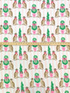 Champagne Pink/Camel/Sea Green/Multi Polyester/Lycra Cheetah Topiary Print Brushed Sweater Knit - NY Designer - 60W