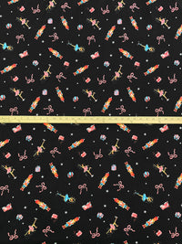 Black/Candy Pink/Sky Blue/Multi Polyester/Lycra Nutcracker Ballet Print Brushed Sweater Knit - NY Designer - 60W