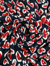 Dark Navy/Crimson/White Polyester/Lycra Hearts Print Brushed Sweater Knit - NY Designer - 58W