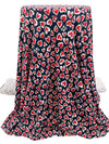 Dark Navy/Crimson/White Polyester/Lycra Hearts Print Brushed Sweater Knit - NY Designer - 58W