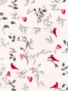 Palest Petal Pink/Carmine/Dark Slate 100% Cotton Floral Fauna Print Interlock Knit - NY Designer - 62W