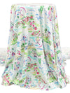 White/Bright Blue/Soft Green/Multi Cotton/Lycra Dutch Countryside Print Jersey Knit - NY Designer - 66W