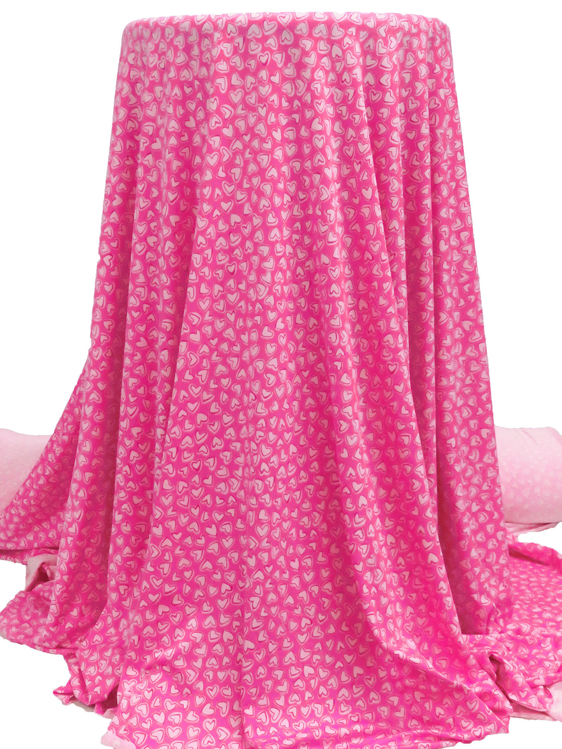 French Pink/Light Warm Pink/ Muted Dark Pink Polyester/Lycra Heart Print Double Brushed Knit - NY Designer - 54W