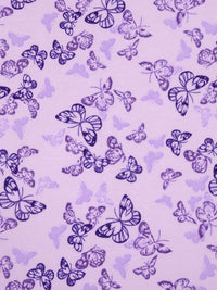 Light Lavender/Lilac/Midnight Purple/Dark Wisteria 100% Cotton Butterfly Print Interlock Knit - NY Designer - 66W
